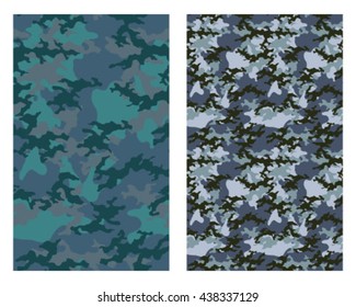 Set of two fashionable camouflage pattern. Vector illustration.Millatry print .Seamless vector wallpaper

