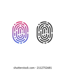 Set of two fingerprint icons: black and colorful. Isolated on white background. Vector illustration, eps 10.