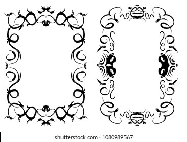 set two frame crazy line black white. Vector illustration