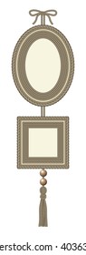 Set of two frames, oval and square, decorated with cord