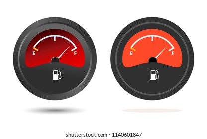 Set of two Fuel gauge icons, flat and shades.