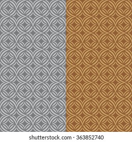 Set of two fun patterns with stylized grey and brown flowers