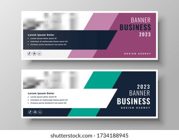 set of two geometric business banner presentation
