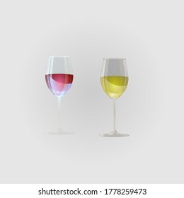 
set of two glasses with wine