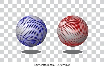 Set of Two Globe Abstract dotted background. 