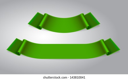 set of two green ribbon banners