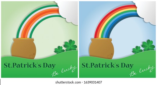set of two greeting paper card St.Patrick`s day