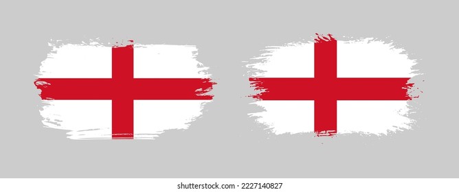 Set of two grunge brush flag of England on solid background