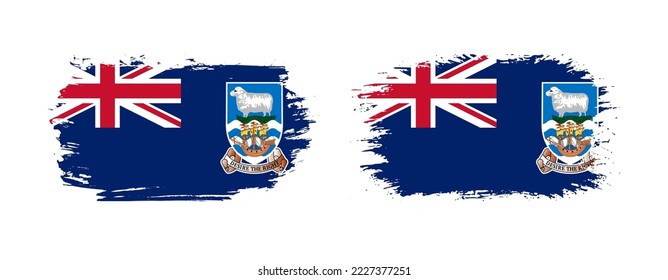 Set of two grunge brush flag of Falkland Islands on solid background