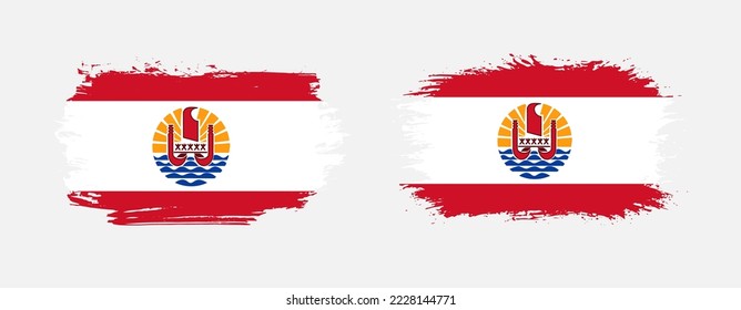 Conjunto de dos banderas de arbustos gruesos de la Polinesia Francesa sobre fondo sólido