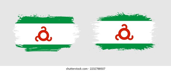 Set von zwei farbigen Pinselfahnen von Ingushetia auf festem Hintergrund