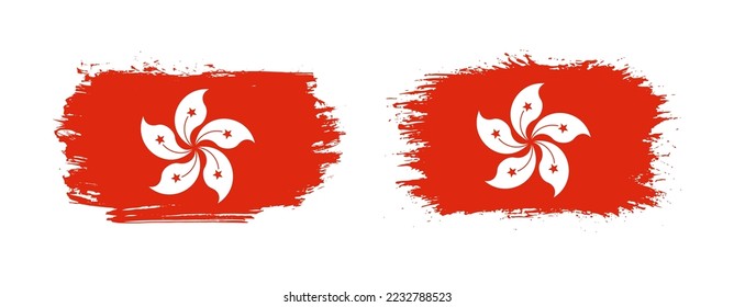 Conjunto de dos banderas de arce gruesas de Hong Kong sobre fondo sólido