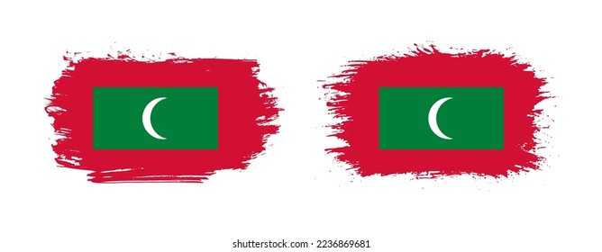 Conjunto de dos banderas de maldivos ondulados sobre fondo sólido
