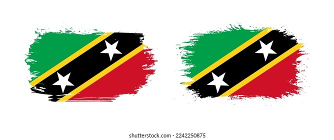 Set of two grunge brush flag of Saint Kitts and Nevis on solid background