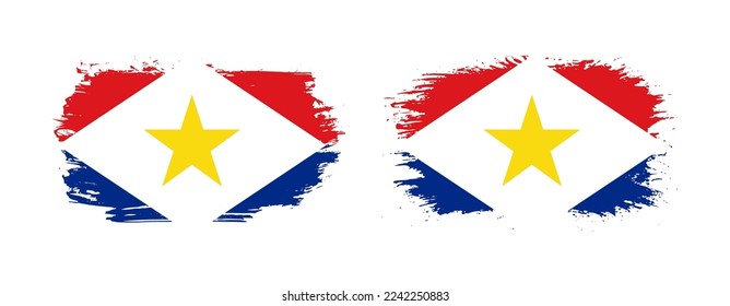 Conjunto de dos banderas de brocha gruesa de Saba sobre fondo sólido