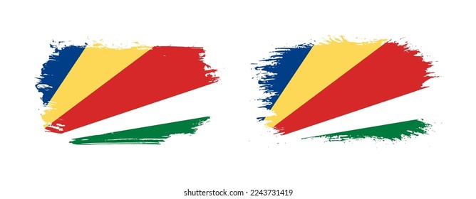 Conjunto de dos banderas de arce gruesas de Seychelles sobre fondo sólido