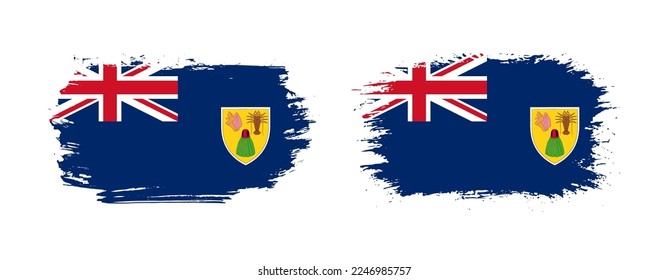Conjunto de dos banderas onduladas de las Islas Turcas y Caicos sobre fondo sólido
