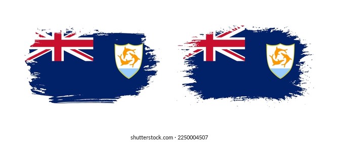 Satz von zwei farbigen Pinselfahnen von Anguilla auf solidem Hintergrund