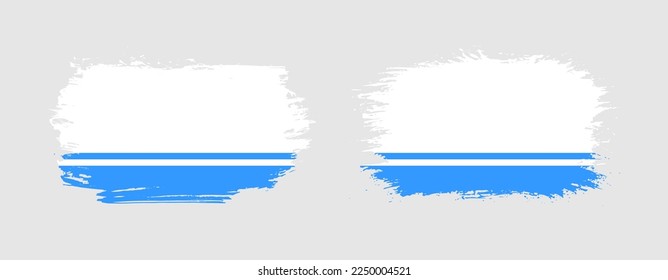 Set of two grunge brush flag of Altai Republic on solid background