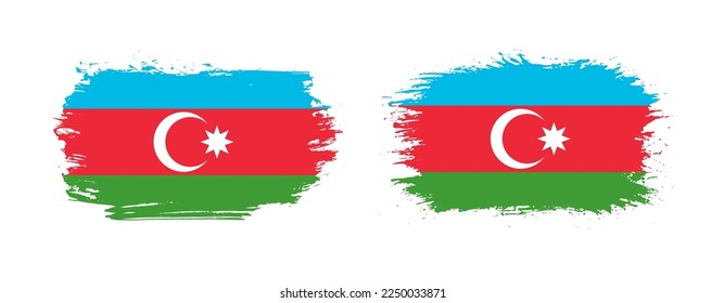 Conjunto de dos banderas de arbustos gruesos de Azerbaiyán sobre fondo sólido