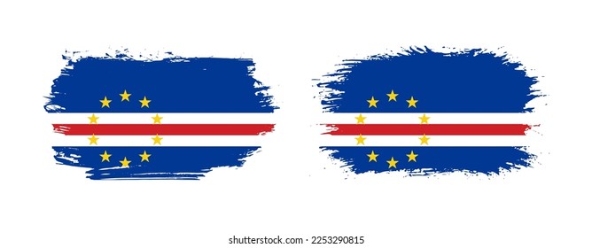 Set of two grunge brush flag of Cape Verde on solid background