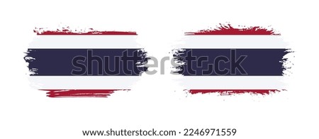 Set of two grunge brush flag of Thailand on solid background