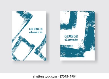 Satz von zwei Grunge-Flyer-Vorlagen. Broschüre oder Bannerdesign-Vorlage. Abstrakter, moderner Hintergrund. Grunge Blau und Weiß Not Textur.