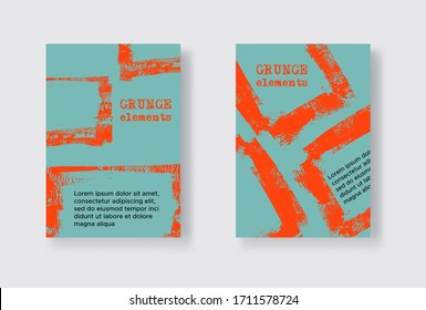 Set of Two Grunge Flyer Templates. Brochure or Banner Design Template. Abstract Modern Background. Grunge Red and Green Distress Texture.