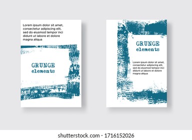 Conjunto de dos plantillas de volante gruesas. Plantilla de diseño de folleto o pancarta. Resumen de fondo moderno. Textura de la angustia azul y blanca.