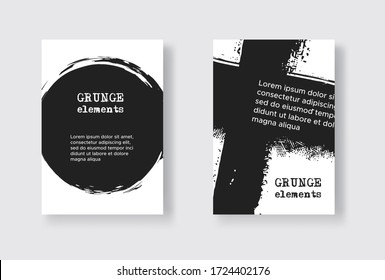 Set of Two Grunge Flyer Templates. Brochure or Banner Design Template. Abstract Modern Background. Grunge Black and White Distress Texture.