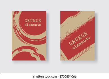 Conjunto de dos plantillas de volante Grunge. Plantilla de diseño de folleto o pancarta. Resumen De Fondo Moderno. Textura de la angustia roja y marrón.