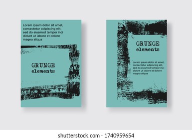 Conjunto de dos plantillas de volante Grunge. Plantilla de diseño de folleto o pancarta. Resumen De Fondo Moderno. Textura de angustia negra y azul.