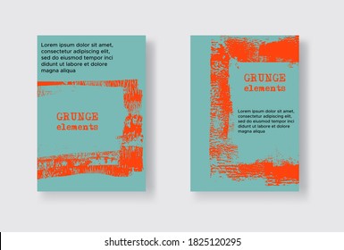 Set of Two Grunge Flyer Templates. Brochure or Banner Design Template. Abstract Modern Background. Grunge Red and Green Distress Texture.