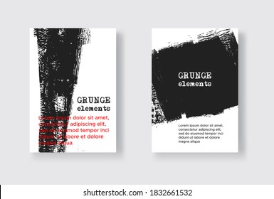 Set of Two Grunge Flyer Templates. Brochure or Banner Design Template. Abstract Modern Background. Grunge Black and White Distress Texture.
