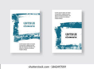 Set of Two Grunge Flyer Templates. Brochure or Banner Design Template. Abstract Modern Background. Grunge Blue and White Distress Texture.