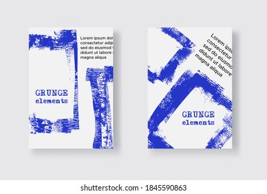 Set of Two Grunge Flyer Templates. Brochure or Banner Design Template. Abstract Modern Background. Grunge Blue and White Distress Texture.