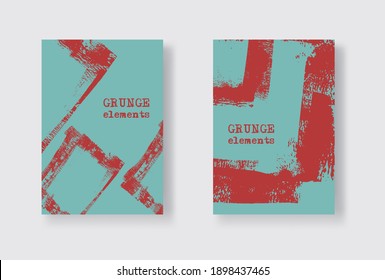 Set of Two Grunge Flyer Templates. Brochure or Banner Design Template. Abstract Modern Background. Grunge Red and Blue Distress Texture.