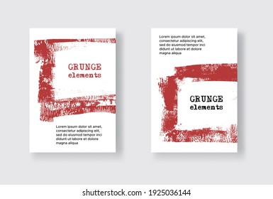 Set of Two Grunge Flyer Templates. Brochure or Banner Design Template. Abstract Modern Background. Grunge Blue and White Distress Texture.
