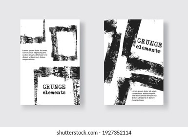 Set of Two Grunge Flyer Templates. Brochure or Banner Design Template. Abstract Modern Background. Grunge Black and White Distress Texture.