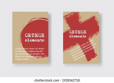 Set of Two Grunge Flyer Templates. Brochure or Banner Design Template. Abstract Modern Background. Grunge Red and Brown Distress Texture.