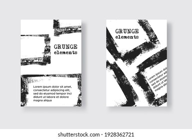 Set of Two Grunge Flyer Templates. Brochure or Banner Design Template. Abstract Modern Background. Grunge Black and White Distress Texture.