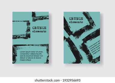Satz von zwei Grunge-Flyer-Vorlagen. Broschüre oder Bannerdesign-Vorlage. Abstrakter, moderner Hintergrund. Grunge Schwarz und Blau Distress Textur.