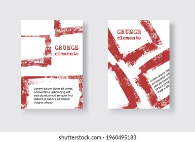 Set of Two Grunge Flyer Templates. Brochure or Banner Design Template. Abstract Modern Background. Grunge Blue and White Distress Texture.