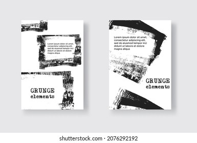Set of Two Grunge Flyer Templates. Brochure or Banner Design Template. Abstract Modern Background. Grunge Black and White Distress Texture.
