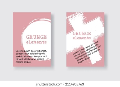 Set of Two Grunge Flyer Templates. Brochure or Banner Design Template. Abstract Modern Background. Grunge White and Pink Distress Texture.