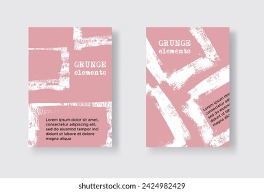 Conjunto de dos plantillas de volante Grunge. Plantilla de diseño de folleto o banner. Fondo moderno abstracto. Textura Grunge White y Pink Distress.