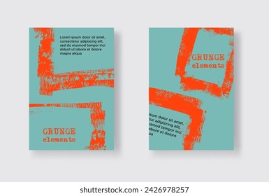 Conjunto de dos plantillas de volante Grunge. Plantilla de diseño de folleto o banner. Fondo moderno abstracto. Grunge Rojo y Verde Textura de Sufrimiento.