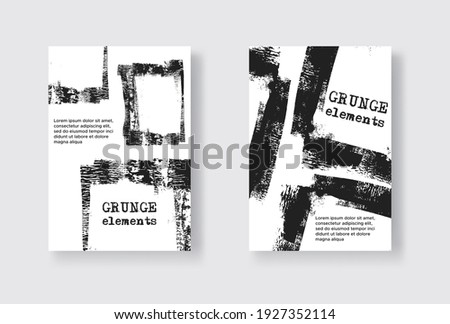 Set of Two Grunge Flyer Templates. Brochure or Banner Design Template. Abstract Modern Background. Grunge Black and White Distress Texture.
