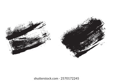 Set of two grunge textures, brushes, spots, blots in blac