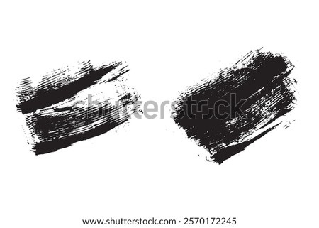 Set of two grunge textures, brushes, spots, blots in blac